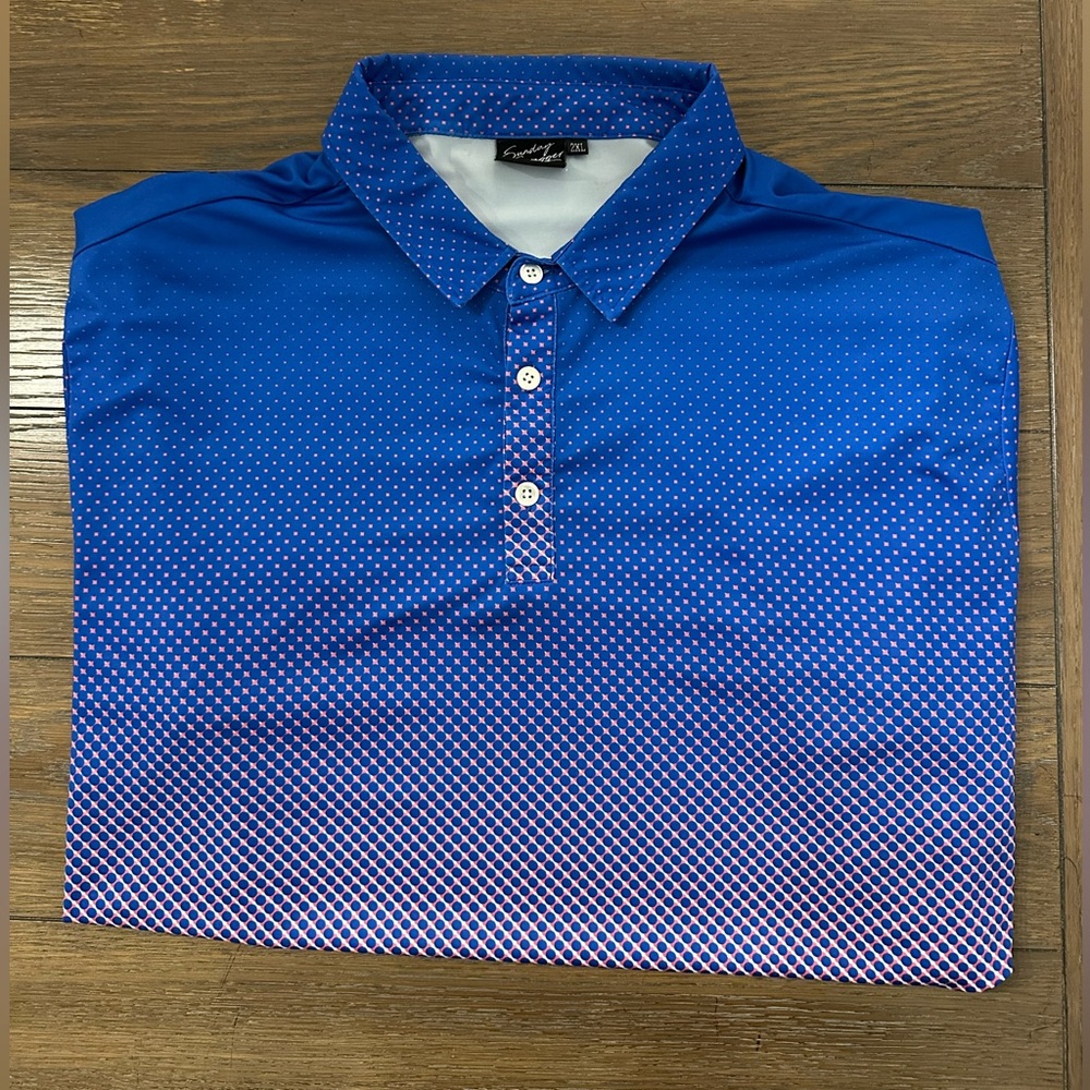 Sunday Swagger Men's Blue Polka Dot Polo Shirt‎ Size XXL